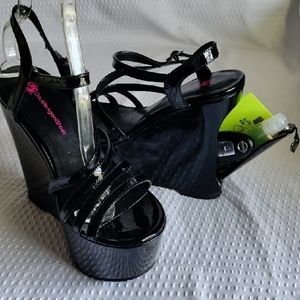 Patent leather Platform Wedge Heels